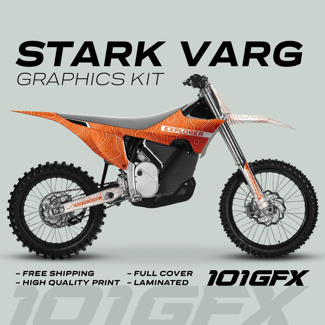 Stark Varg Graphics Kit EXPLORER ORANGE WHITE Decals Stickers