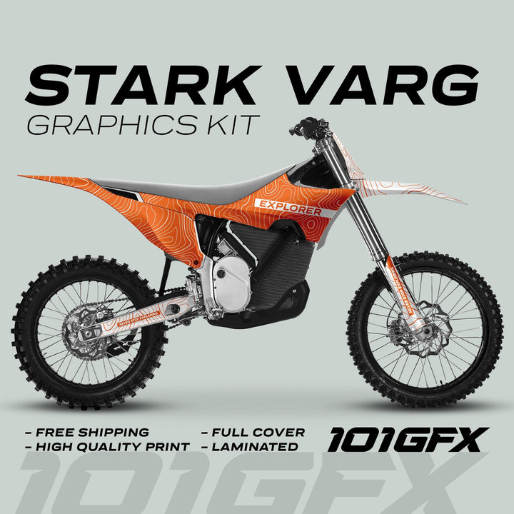Stark Varg Graphics Kit EXPLORER ORANGE WHITE Decals Stickers