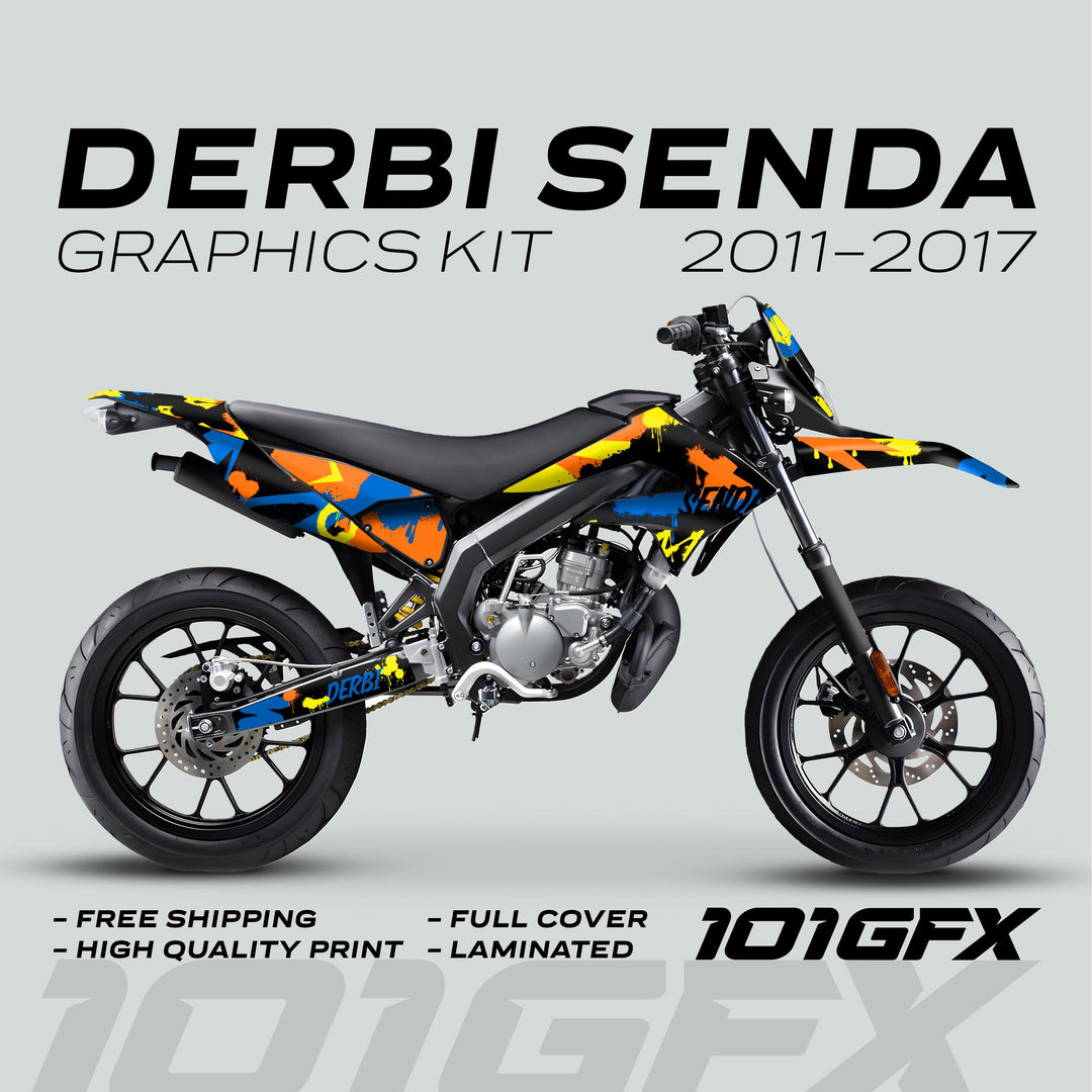 Derbi Senda Graphics Kit X-Treme 2011-2017 SPLASH BLUE ORANGE