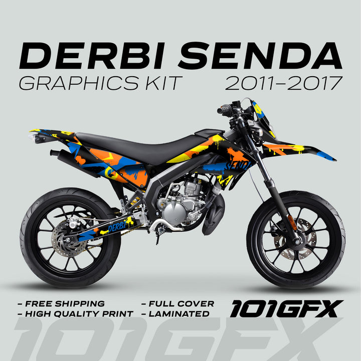Derbi Senda Graphics Kit X-Treme 2011-2017 SPLASH BLUE ORANGE