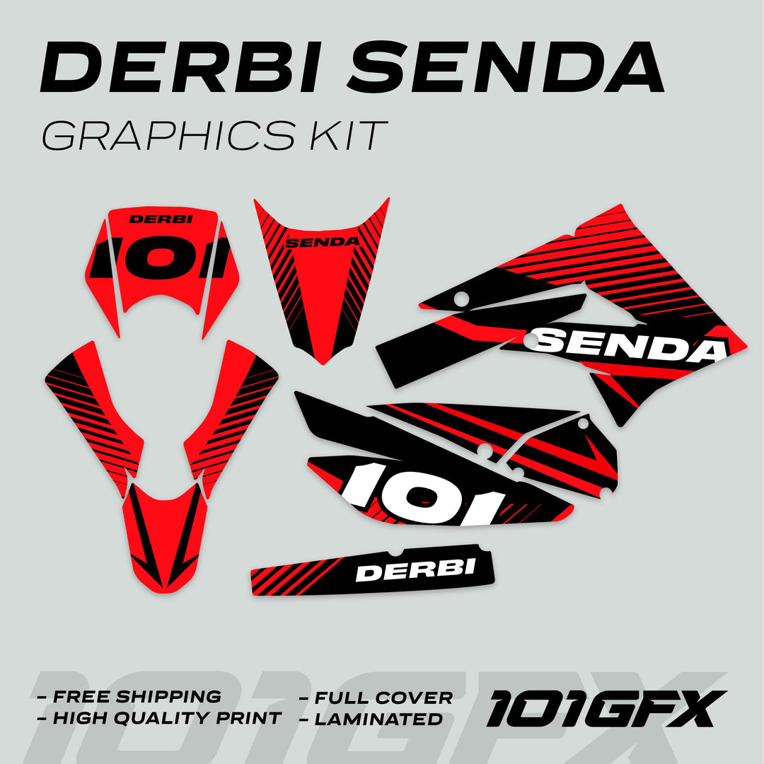 Derbi Senda Graphics Kit X-Treme 2011-2017 LINE SPACE Black Red