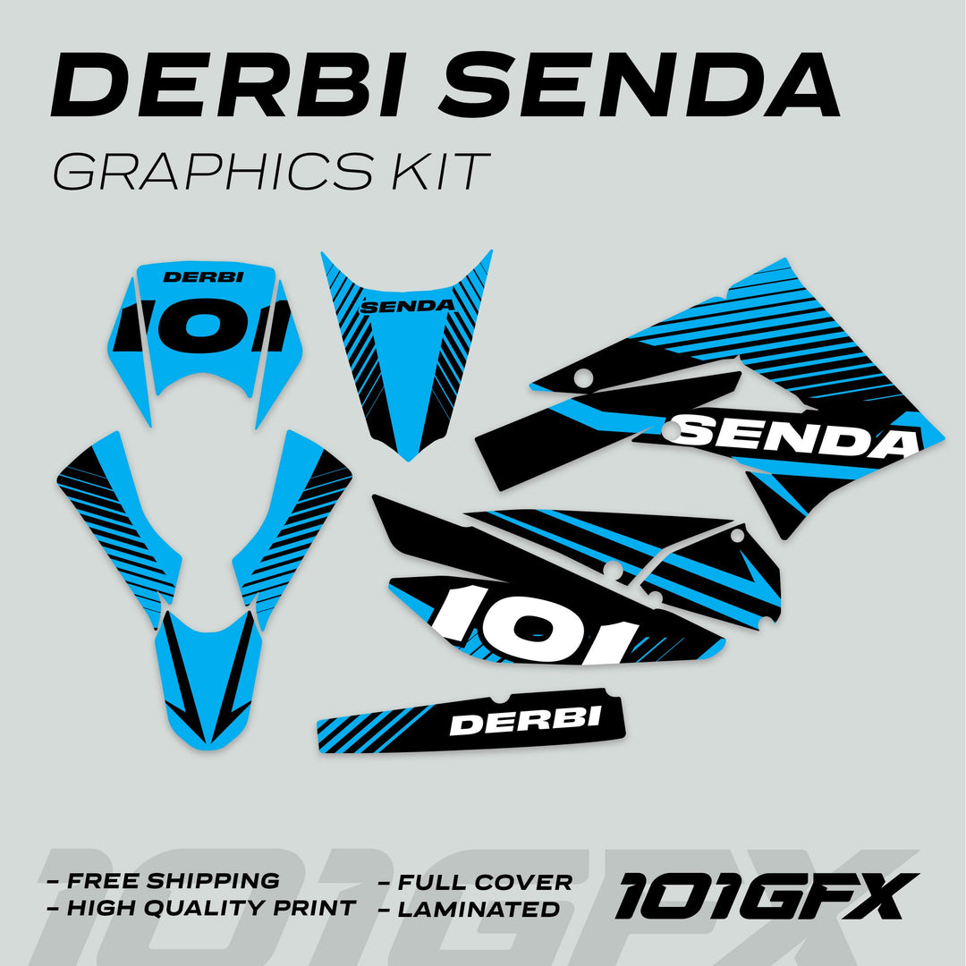 Derbi Senda Graphics Kit X-Treme 2011-2017 LINE SPACE Black Cyan