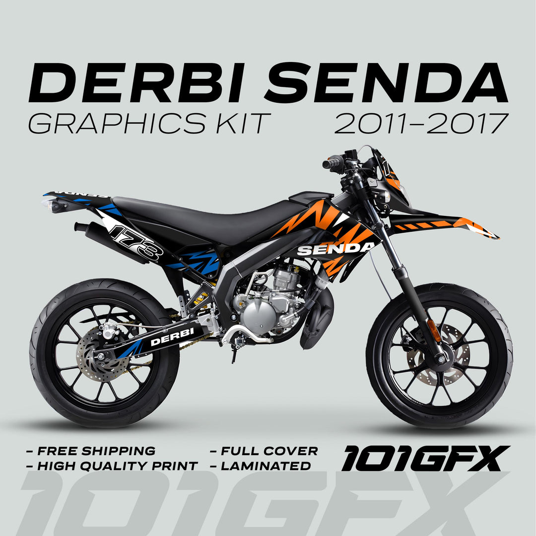 Derbi Senda Graphics Kit X-Treme 2011-2017 LIGHTNING ORANGE BLUE