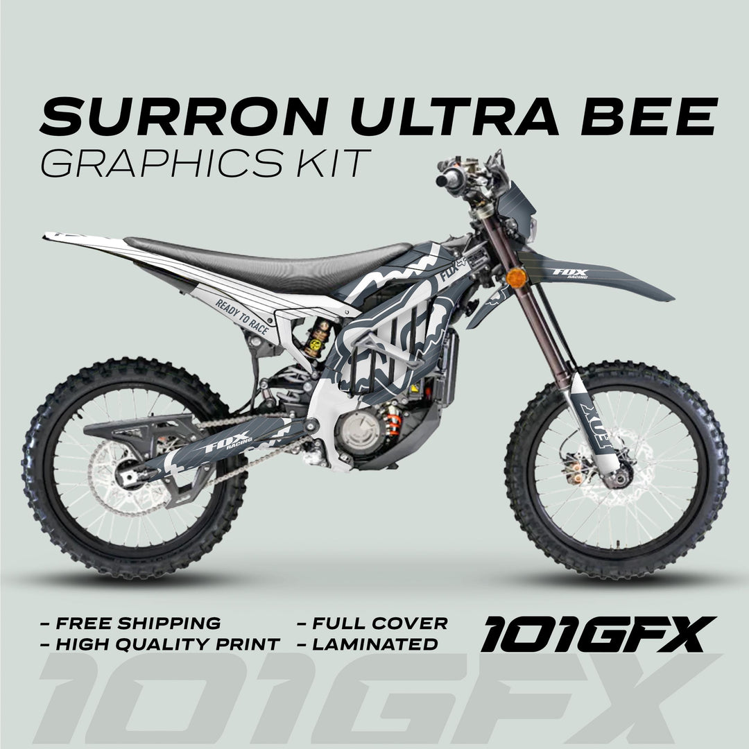 Surron Ultra Bee Graphics Kit FOX STRIPES Grey White
