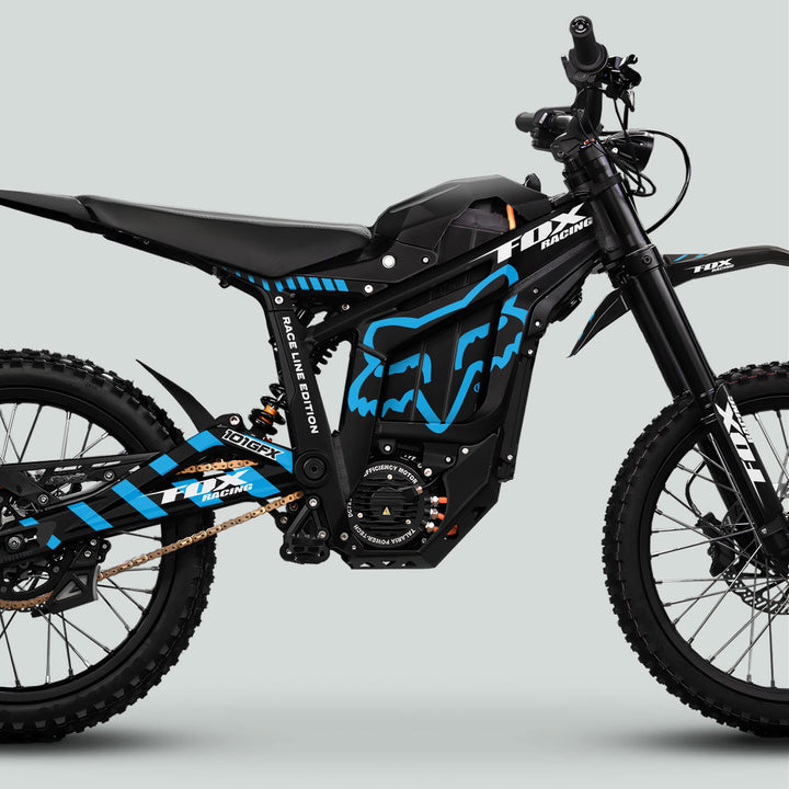 Talaria Sting MX5 PRO Graphics Kit FOX RACELINE Black Cyan Decals