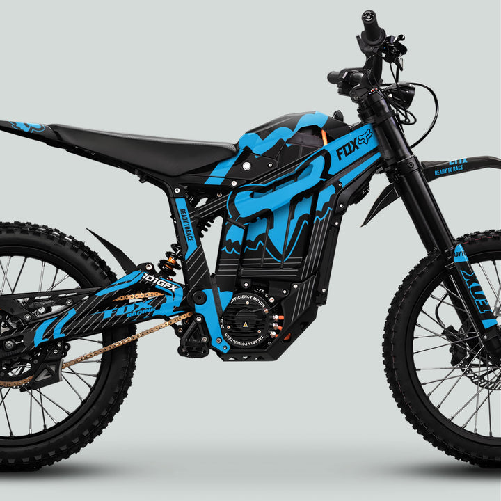 Talaria Sting MX5 PRO Graphics Kit FOX STRIPES Black Cyan Decals