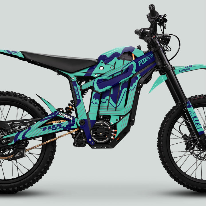 Talaria Sting MX5 PRO Graphics Kit FOX STRIPES Mint Navy Decals