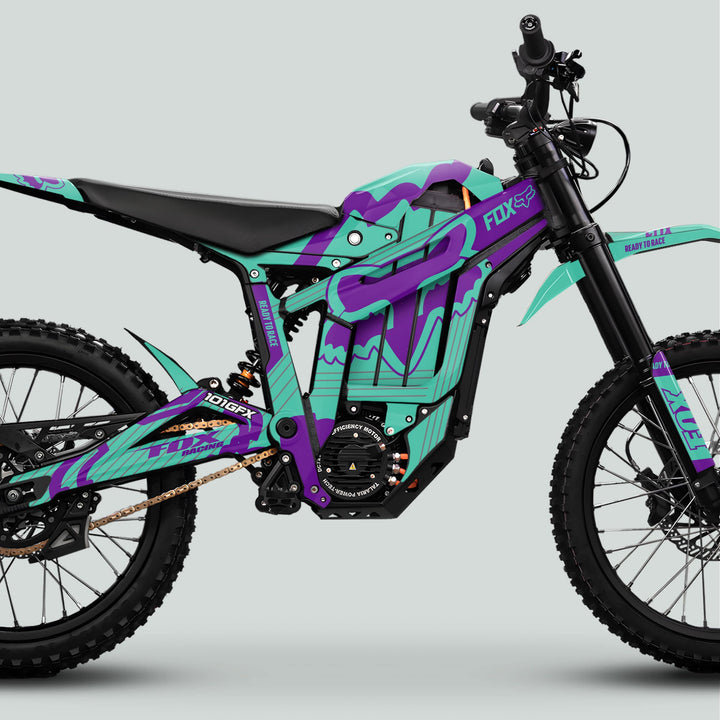 Talaria Sting MX5 PRO Graphics Kit FOX STRIPES Mint Purple Decals