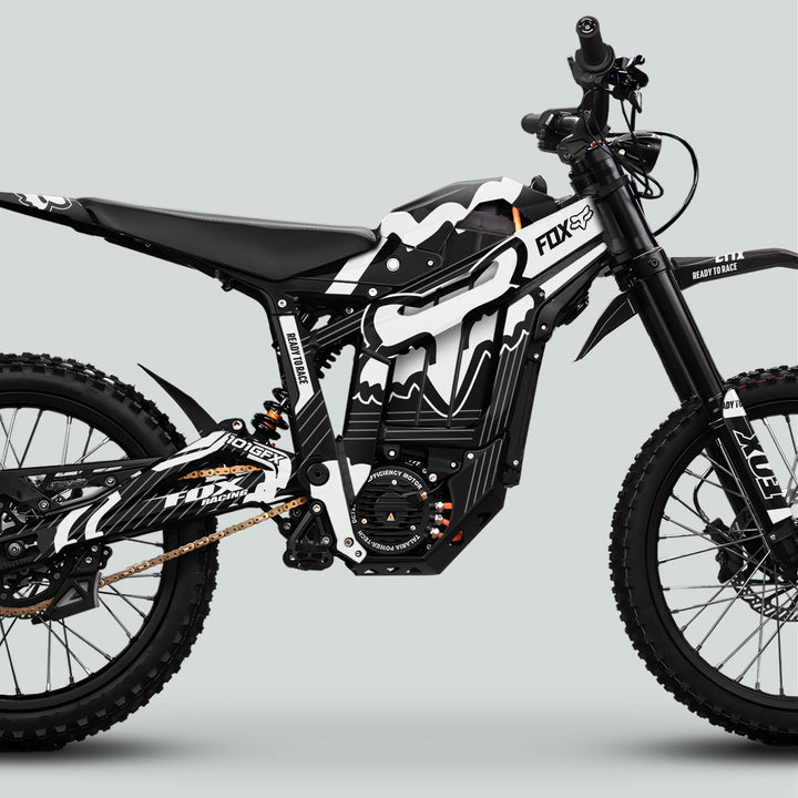 Talaria Sting MX5 PRO Graphics Kit FOX STRIPES Black White Decals