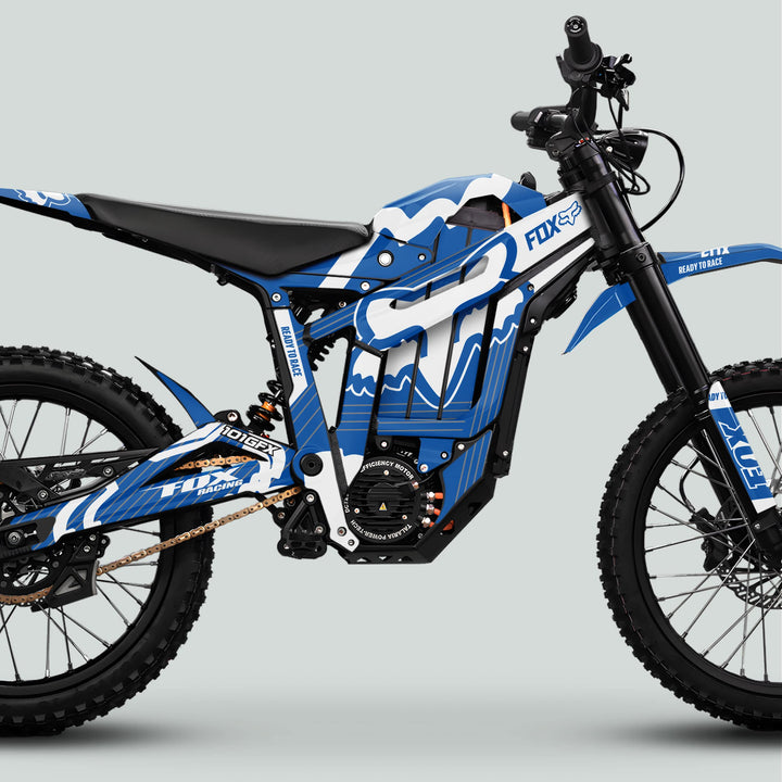 Talaria Sting MX5 PRO Graphics Kit FOX STRIPES Blue White Decals