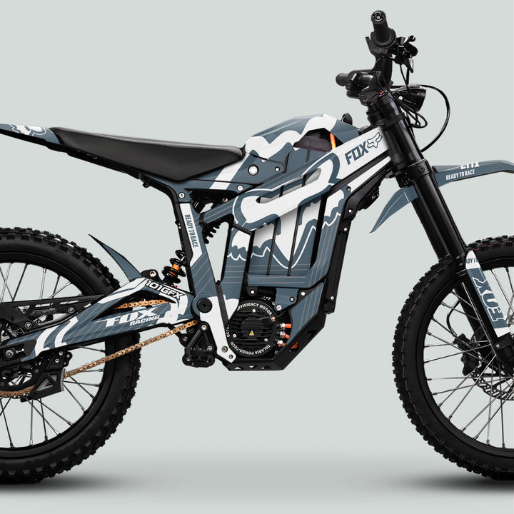 Talaria Sting MX5 PRO Graphics Kit FOX STRIPES Grey White Decals