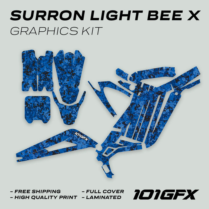 Surron Light Bee X Graphics Kit SQUARE TEK Blue