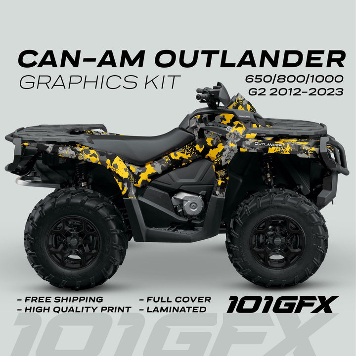 Can-Am OUTLANDER Graphics kit SPLAT CAMO Yellow