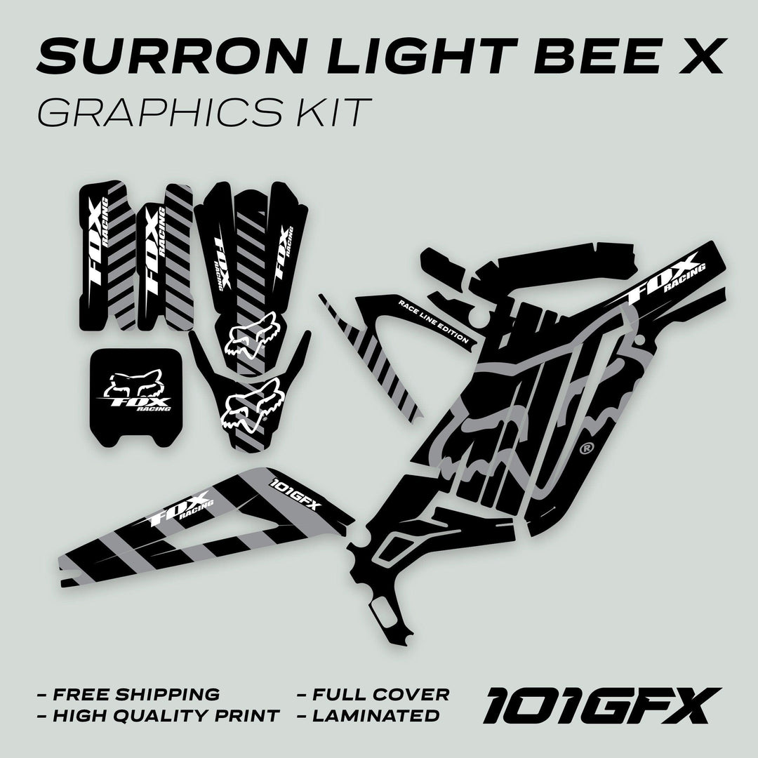 Surron Light Bee X Graphics Kit FOX RACE LINE Black Grey