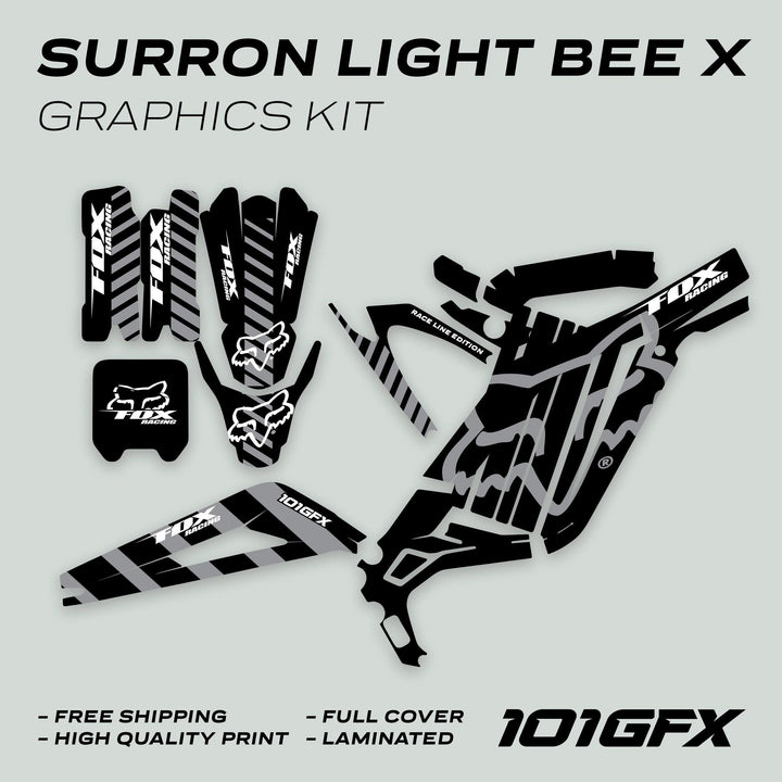 Surron Light Bee X Graphics Kit FOX RACE LINE Black Grey