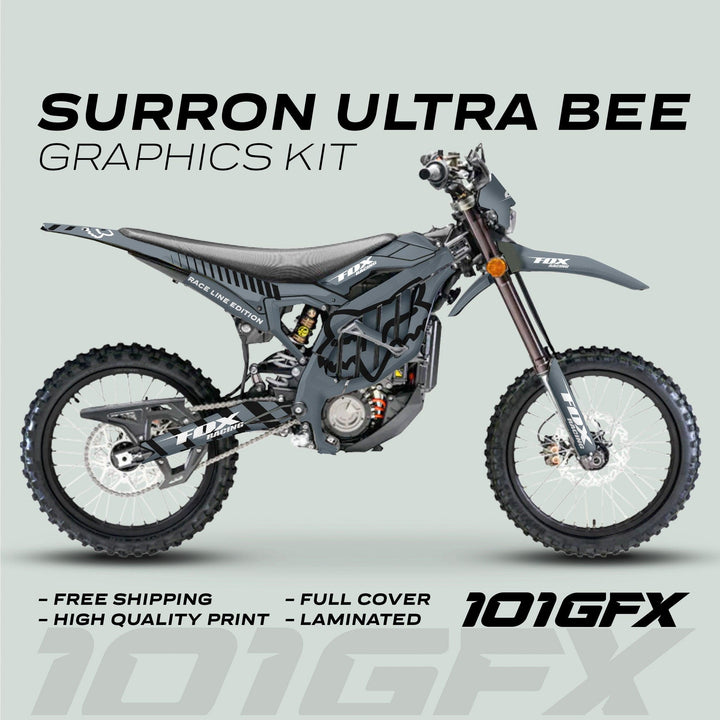 Surron Ultra Bee Graphics Kit FOX RACE LINE Grey Black