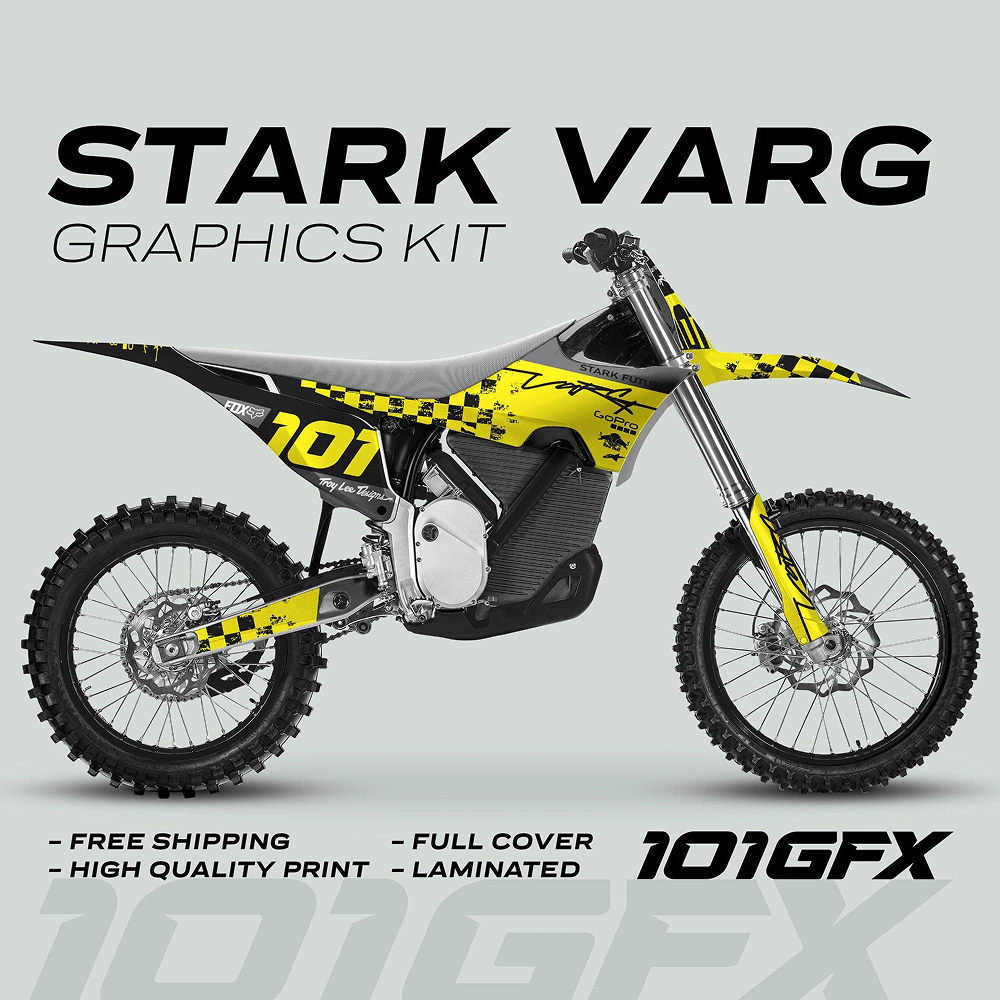 Flo Yellow Graphics Stark Varg Black Yellow Graphics Kit Decals – 101GFX