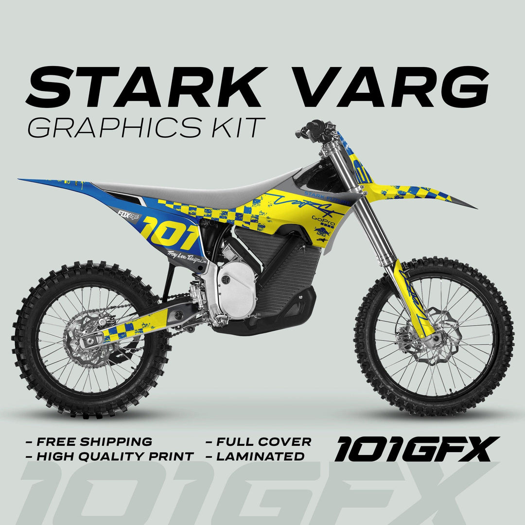 Stark Varg Graphics Kit RACE BLUE Yellow Decals Stickers