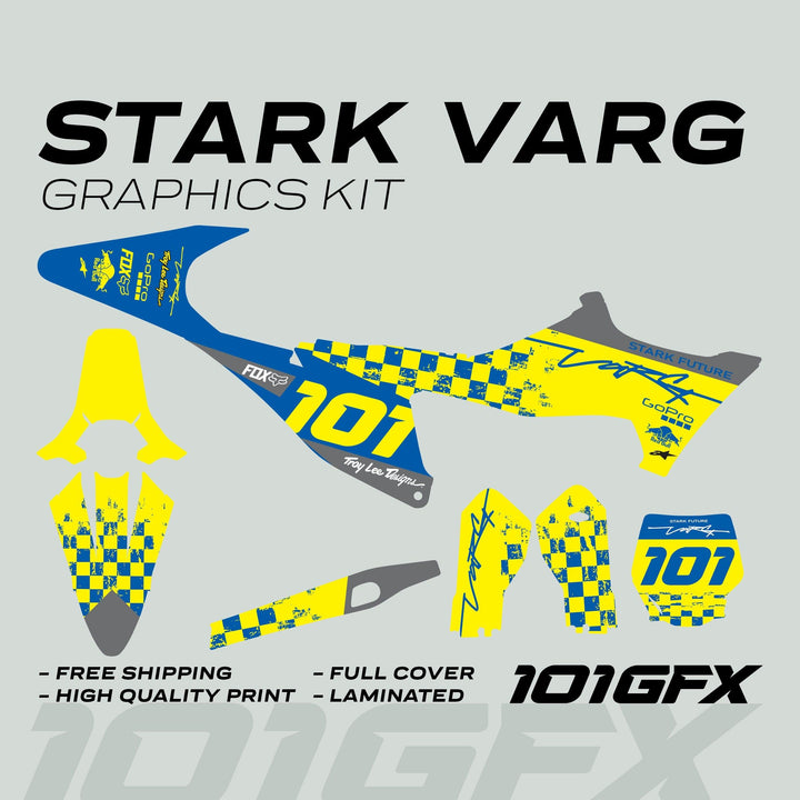 Stark Varg Graphics Kit RACE BLUE Yellow Decals Stickers