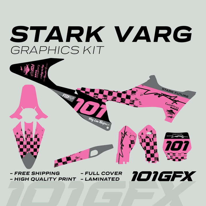 Stark Varg Graphics Kit RACE BLACK Pink Decals Stickers