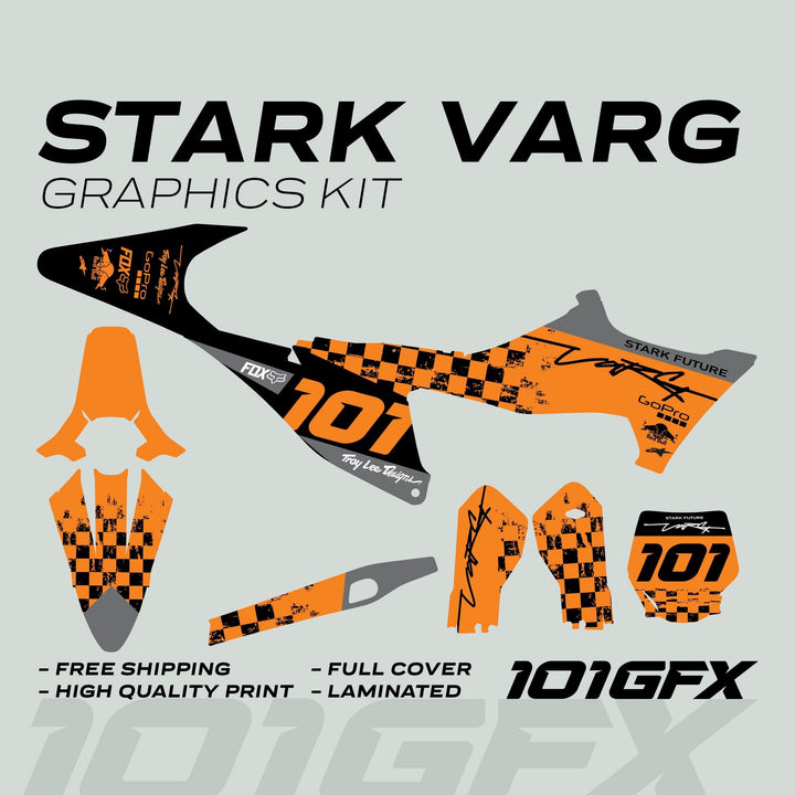 Stark Varg Graphics Kit RACE BLACK Orange Decals Stickers