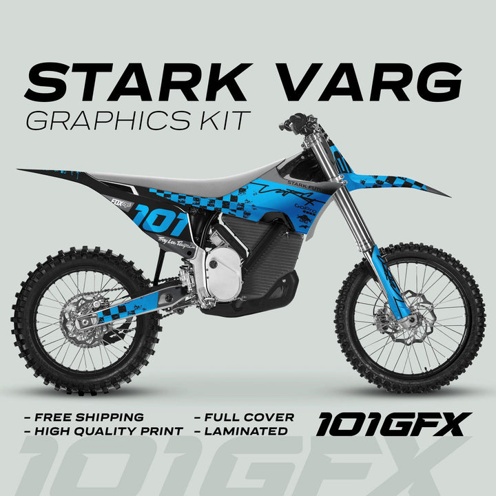 Stark Varg Graphics Kit RACE BLACK Cyan Decals Stickers