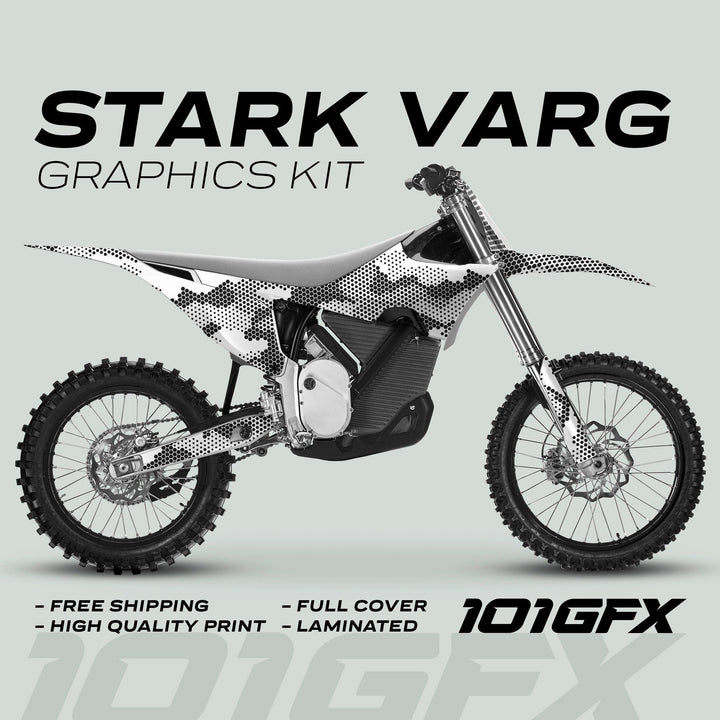 Stark Varg Graphics Kit HEXOCAM White Decals Stickers