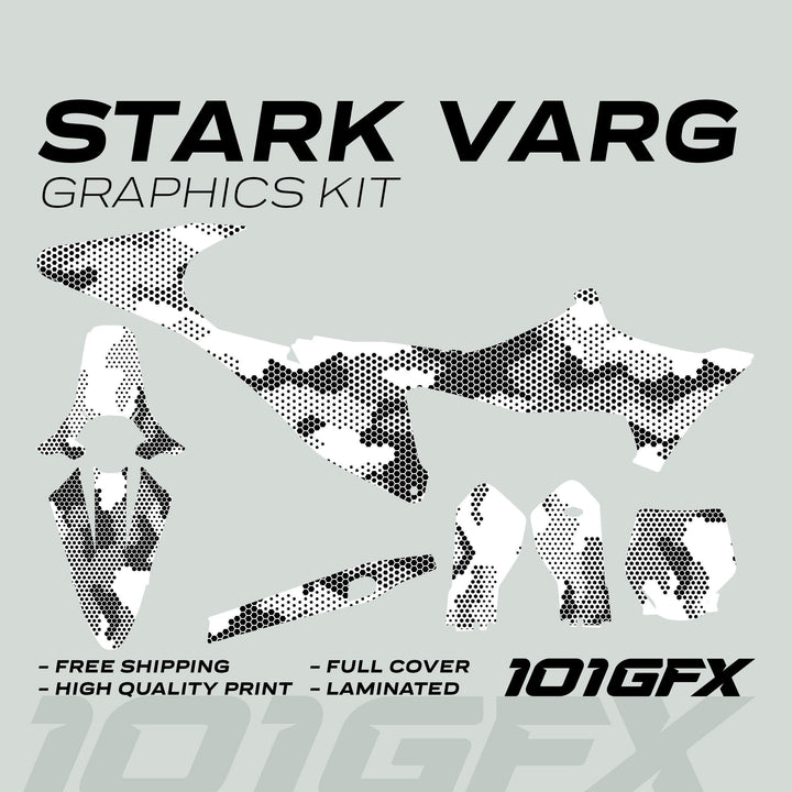 Stark Varg Graphics Kit HEXOCAM White Decals Stickers