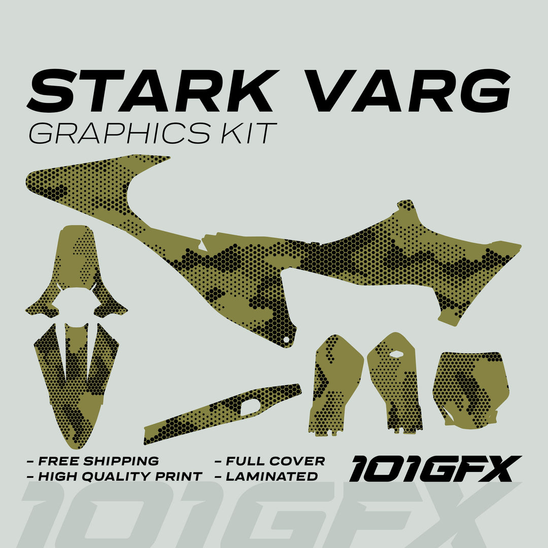 Stark Varg Graphics Kit HEXOCAM Olive Decals Stickers