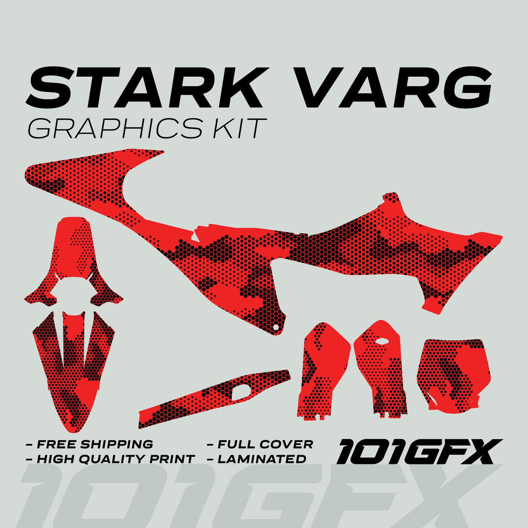 Stark Varg Graphics Kit HEXOCAM Red Decals Stickers
