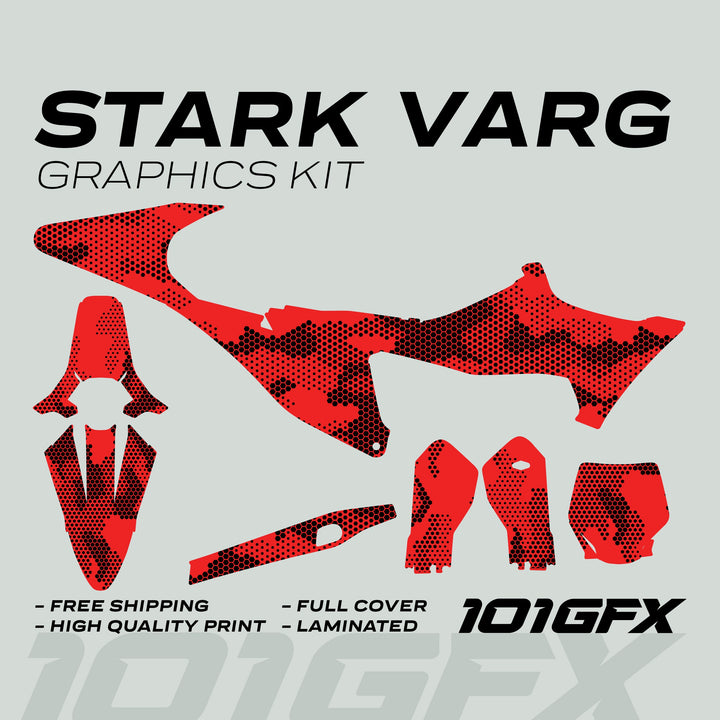 Stark Varg Graphics Kit HEXOCAM Red Decals Stickers