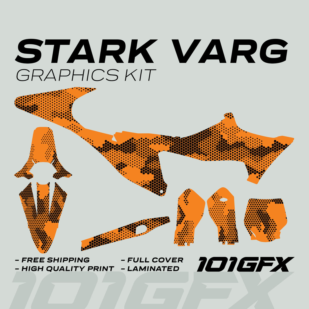 Stark Varg Graphics Kit HEXOCAM Orange Decals Stickers