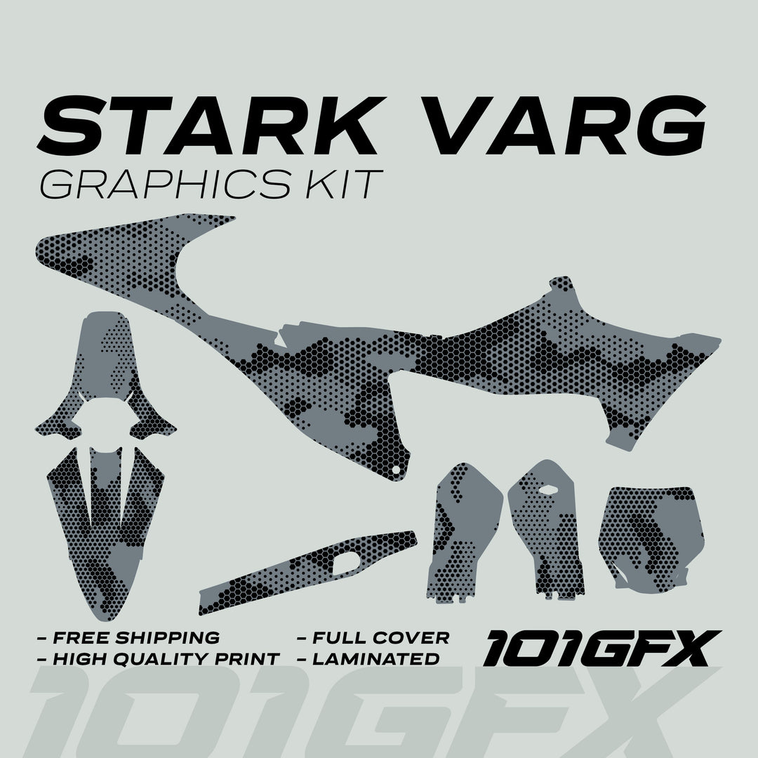 Stark Varg Graphics Kit HEXOCAM GREY Decals Stickers