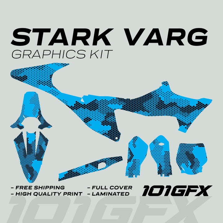 Stark Varg Graphics Kit HEXOCAM CYAN Decals Stickers