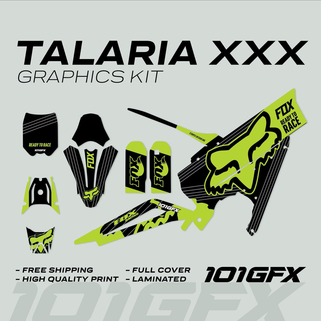 Talaria XXX Graphics Kit FOX STRIPES Black Green