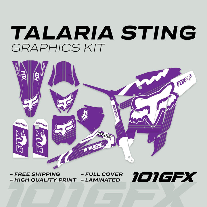 Talaria Sting R Graphics Kit FOX STRIPES Purple White