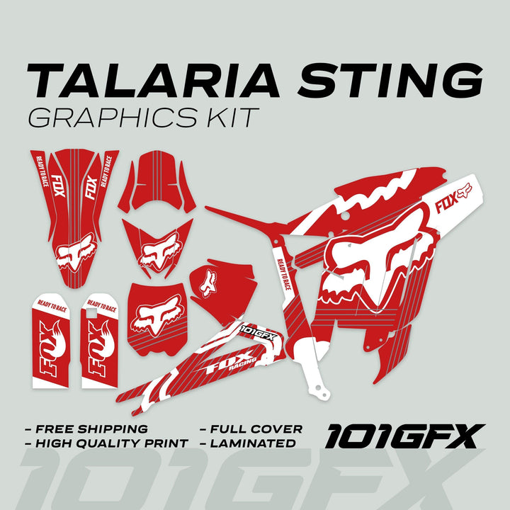 Talaria Sting R Graphics Kit FOX STRIPES Red White