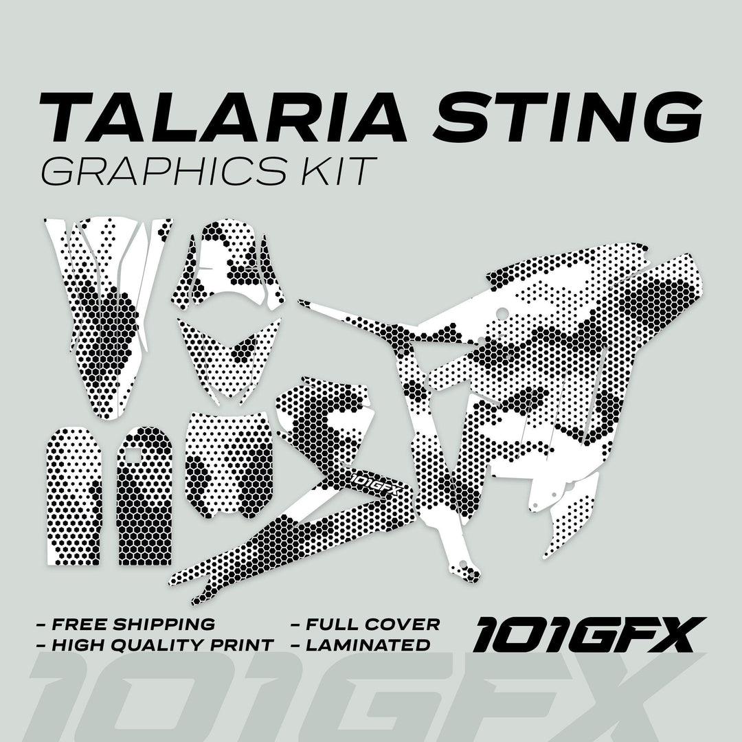 Talaria Sting MX3 MX4 Graphics Kit HEXOCAM White – 101GFX eBike Graphics