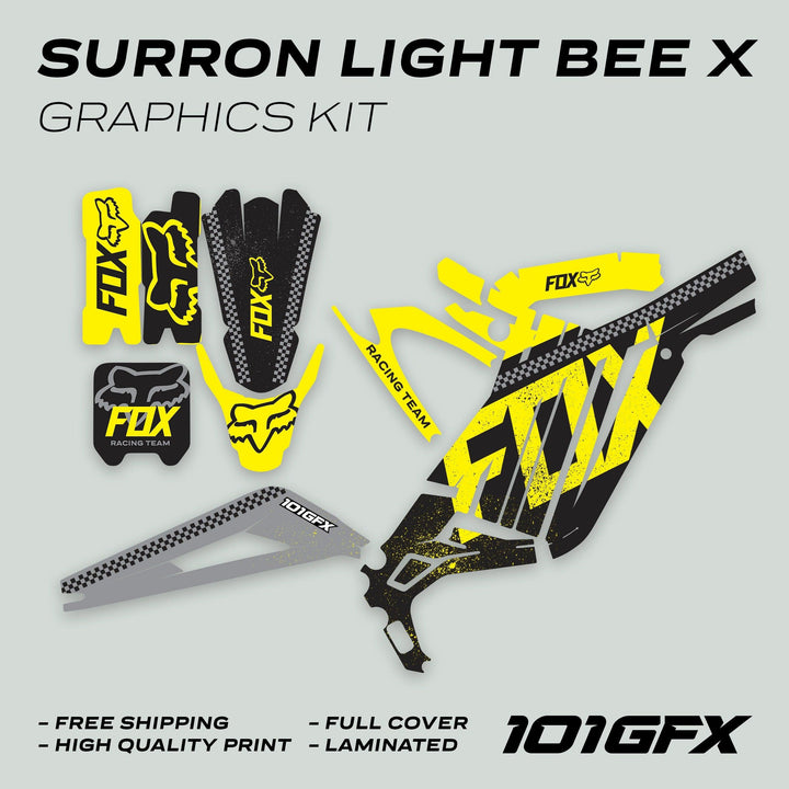 Surron Light Bee X Graphics Kit FOX DUST Black Yellow