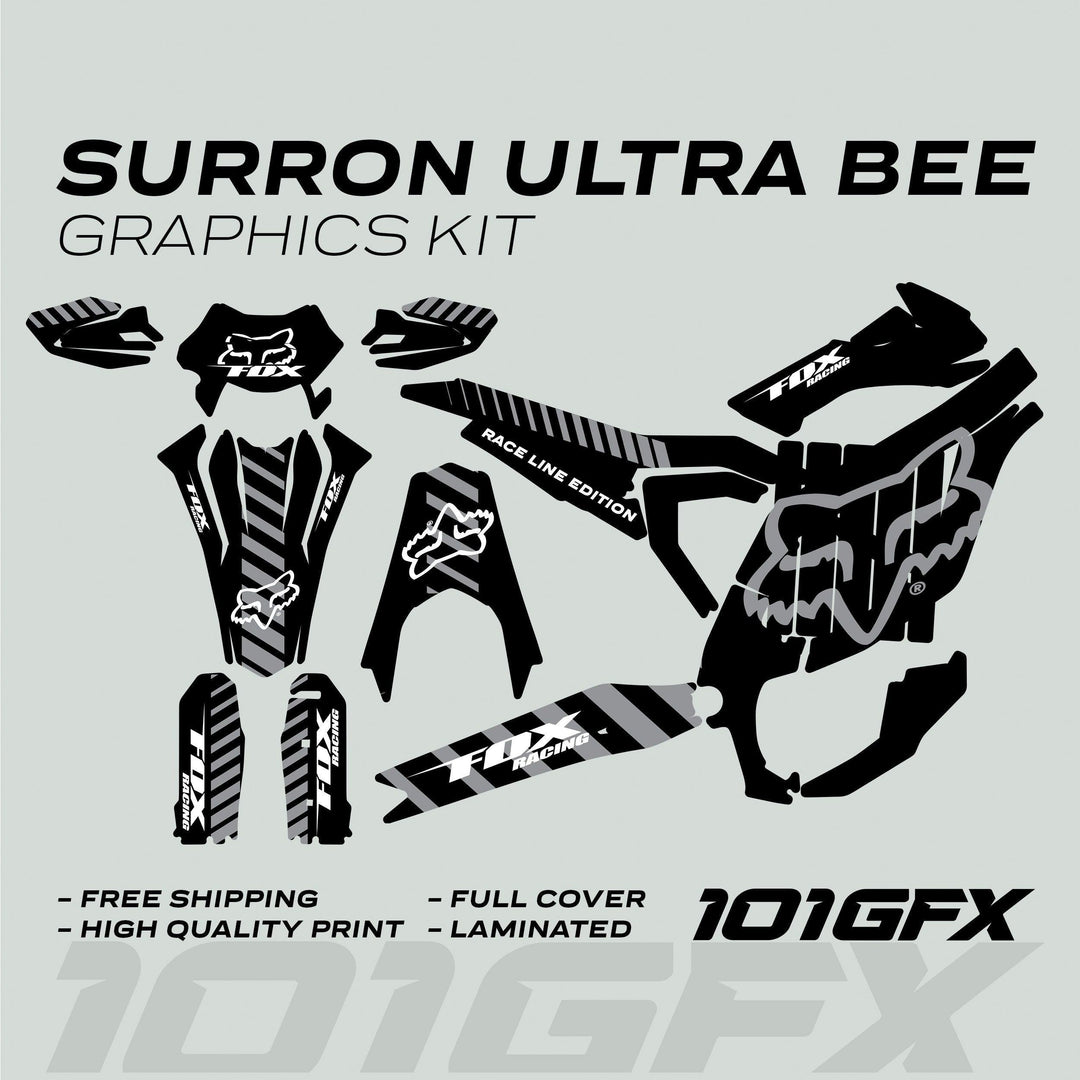 Surron Ultra Bee Graphics Kit FOX RACE LINE Black Grey