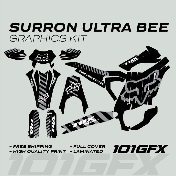 Surron Ultra Bee Graphics Kit FOX RACE LINE Black Grey