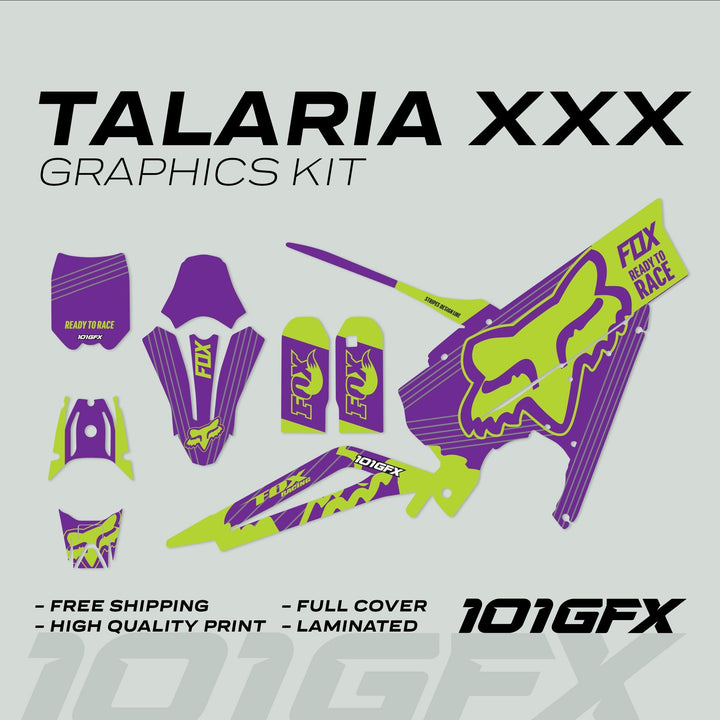 Talaria XXX Graphics Kit FOX STRIPES Purple Green