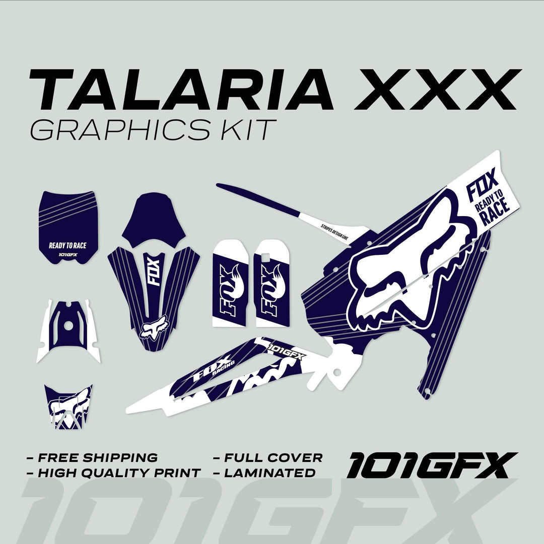 Talaria XXX Graphics Kit FOX STRIPES Navy White
