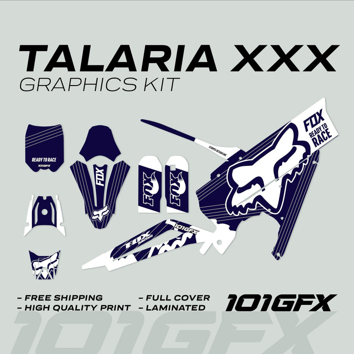 Talaria XXX Graphics Kit FOX STRIPES Navy White