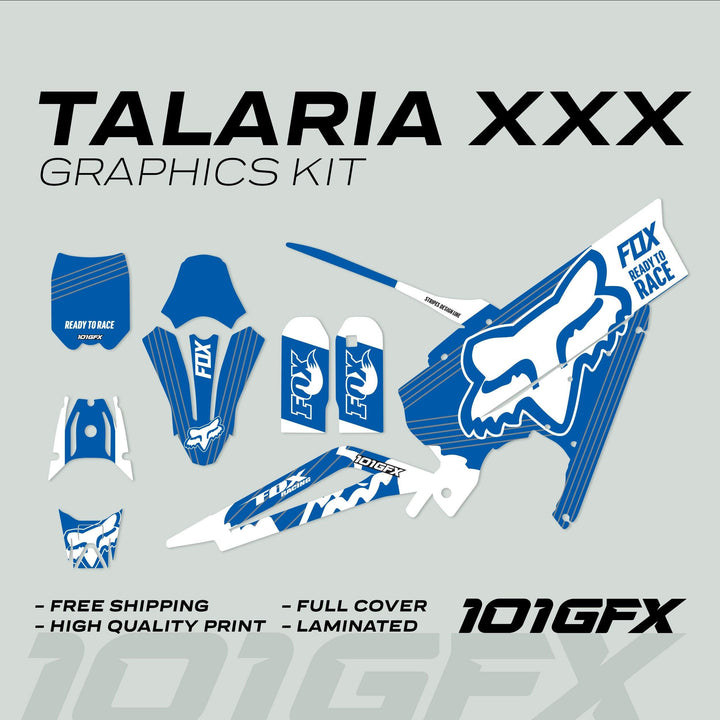 Talaria XXX Graphics Kit FOX STRIPES Blue White