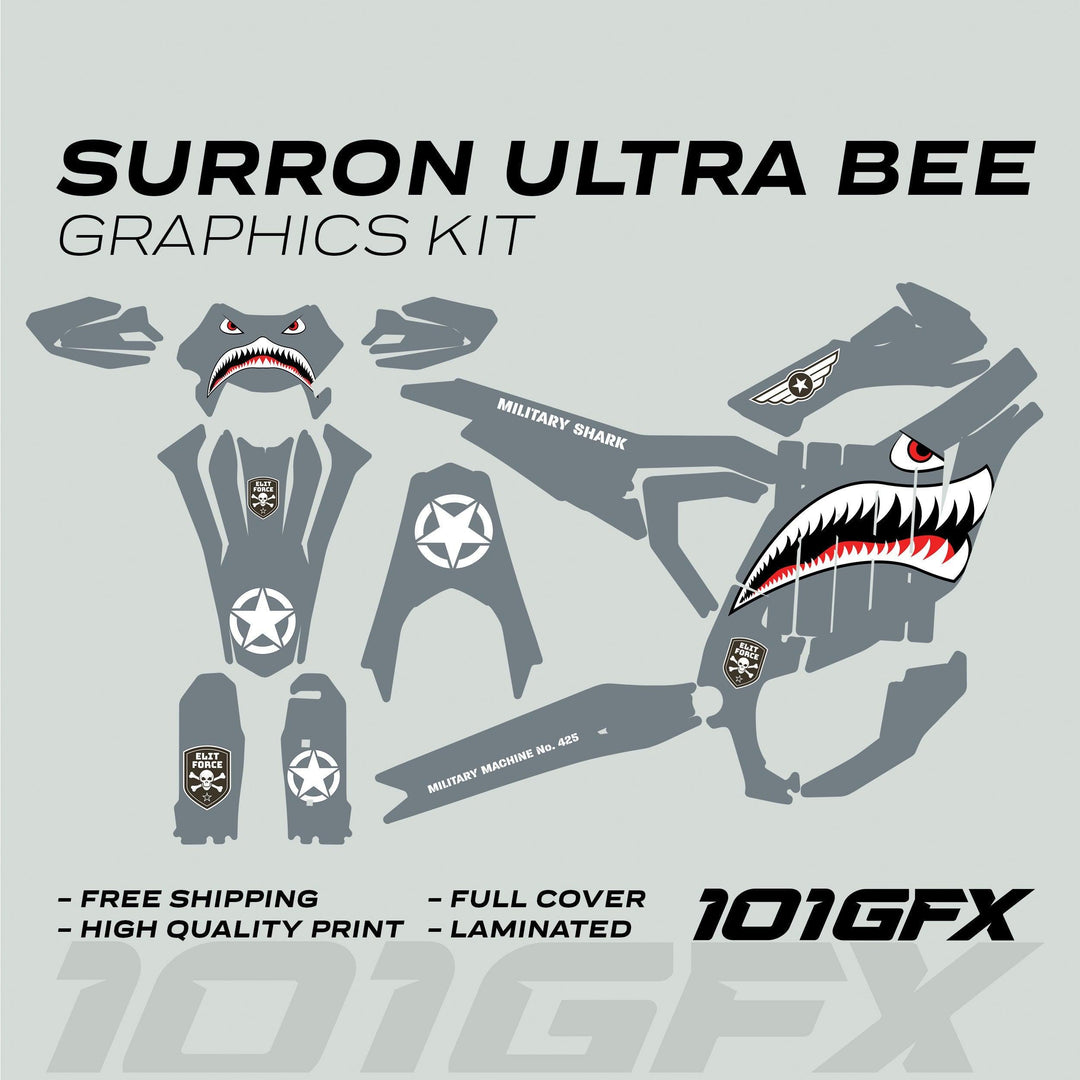 Surron Ultra Bee Graphics Kit MILITARY SHARK Grey army camouflage