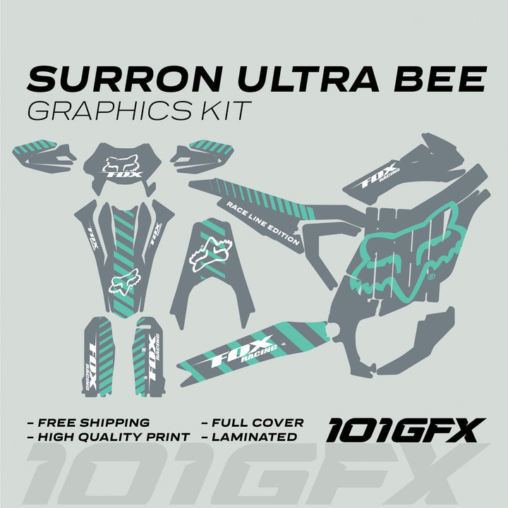 Surron Ultra Bee Graphics Kit FOX RACE LINE Grey Mint