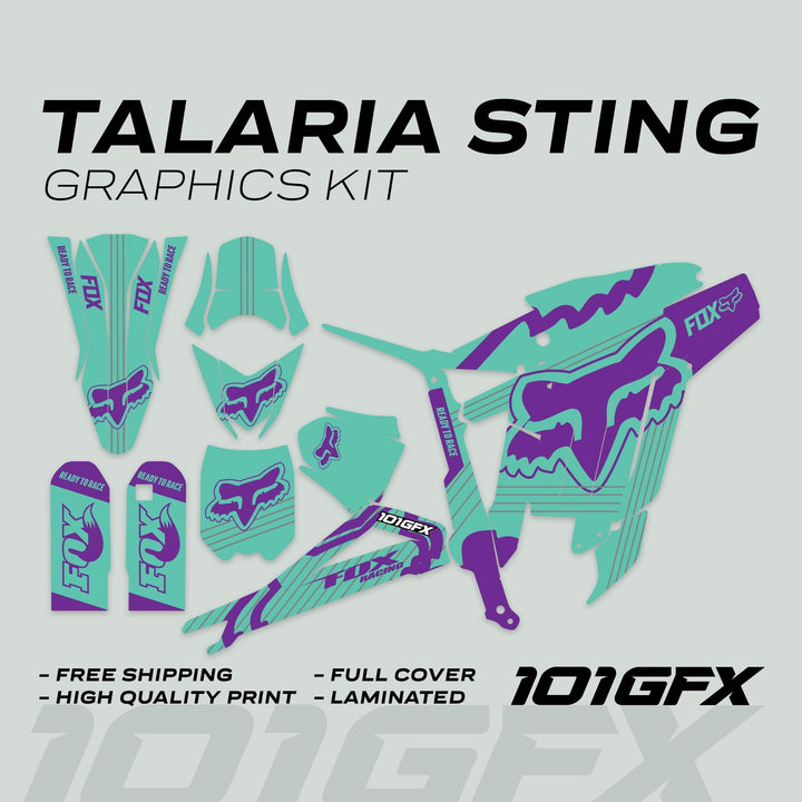 Talaria Sting R Graphics Kit FOX STRIPES Mint Purple