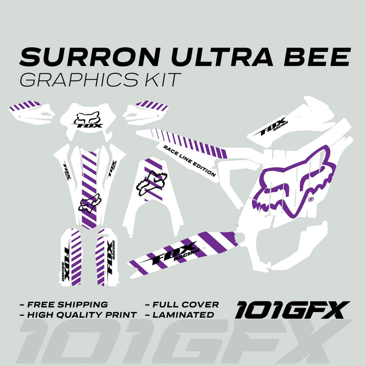 Surron Ultra Bee Graphics Kit FOX RACE LINE White Purple