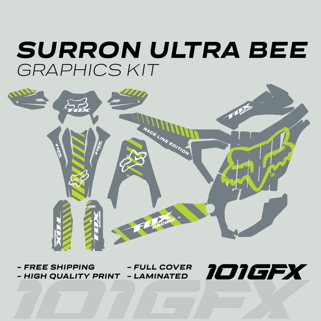 Surron Ultra Bee Graphics Kit FOX RACE LINE Green Black
